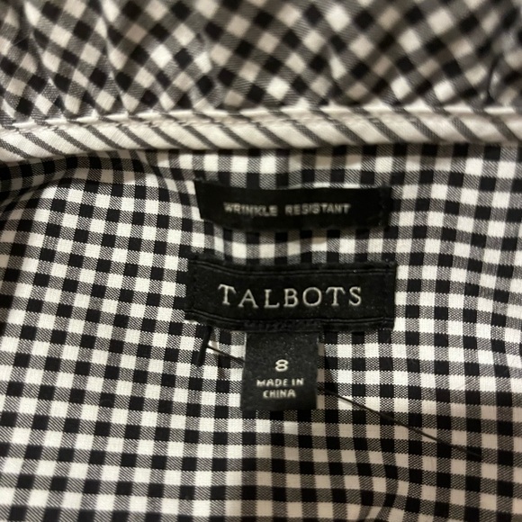 Talbots Gingham Black & White Ruffle Collar Sleeveless Button-down, size Small - Picture 3 of 5